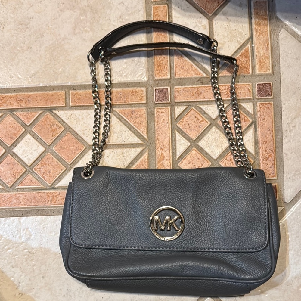 Michael Kors Charcoal Leather Shoulder Bag